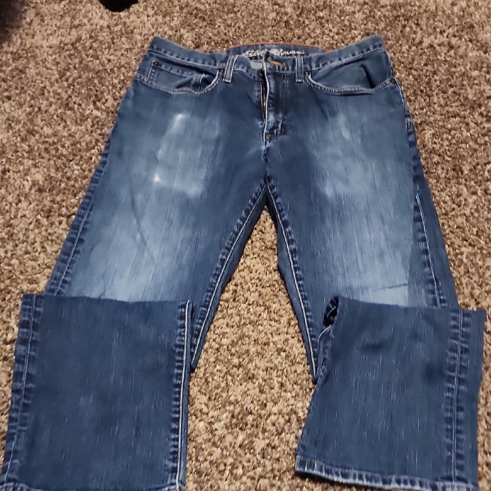 Eddie Bauer Blue Relaxed Jeans with Distressed Details